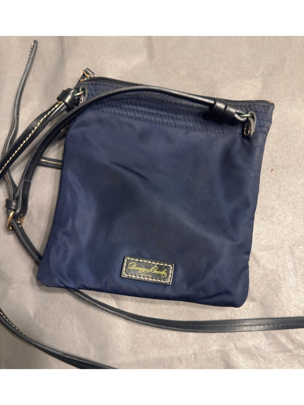 Dooney & Bourke Navy Crossbody with Brown Leather Logo - Picture 4 of 5